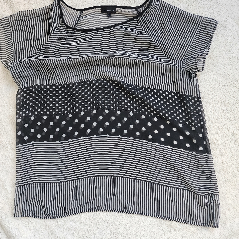 Black and White Striped Women's Top